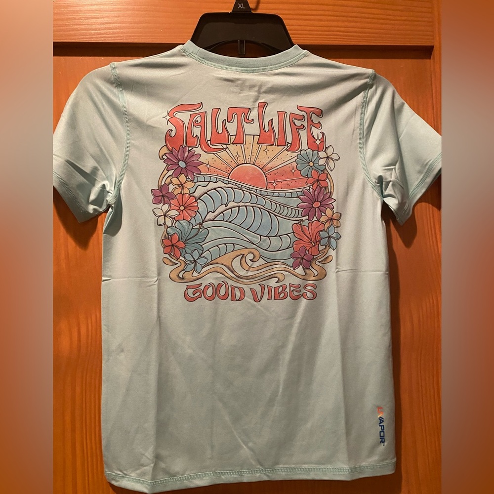 Salt Life Girl’s Teal Green Good Vibes S/S SLX (Drifit) Shirt NWT Size M